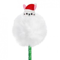 Długopis świąteczny z pomponem i figurką Króliczka