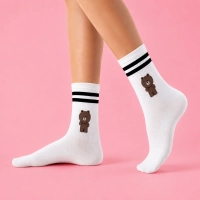 Skarpetki damskie za kostkę Miś Teddy Sport - białe