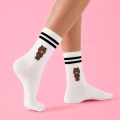 Skarpetki damskie za kostkę Miś Teddy Sport - białe