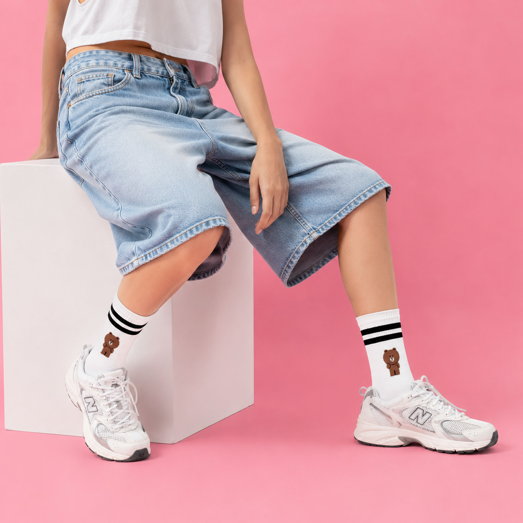 Skarpetki sportowe ściągacz crew Miś teddy CandySox 36-41